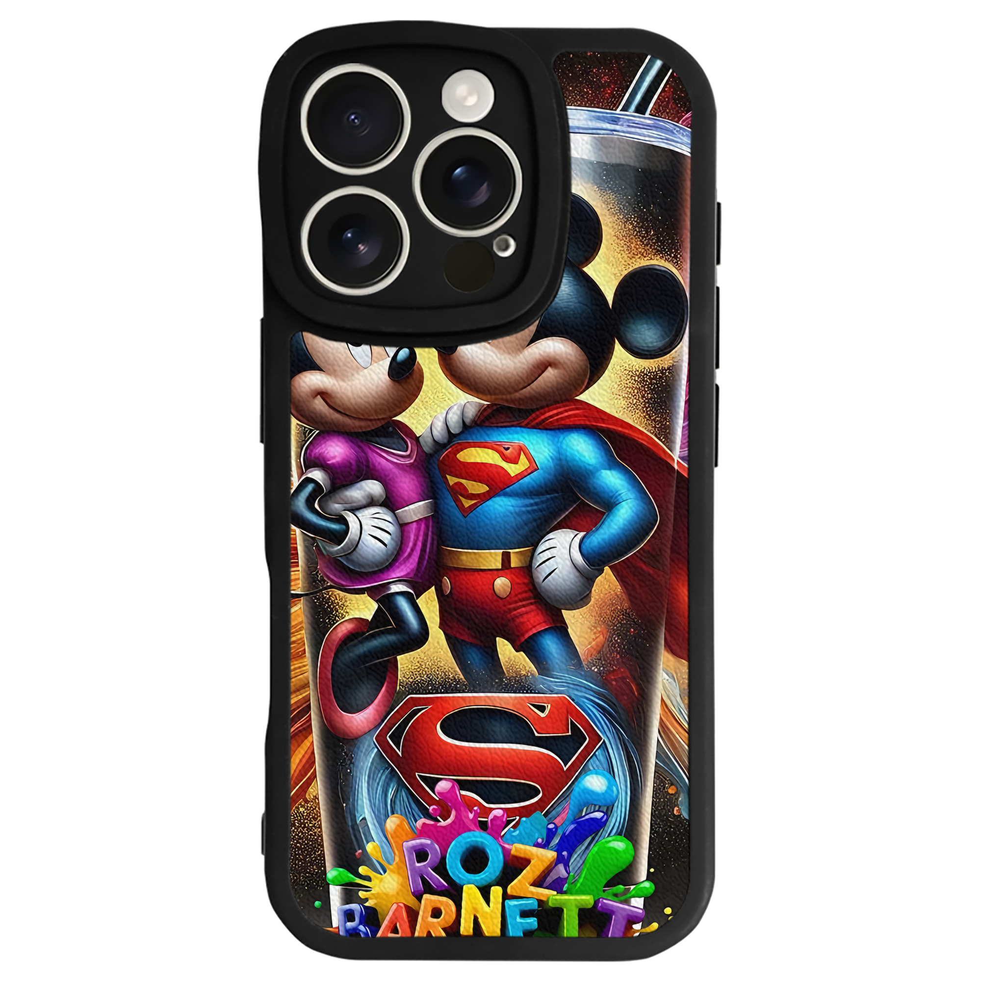 （画像用） ミッキーマウス Mickey Mouse 【iPhone 16シリーズ対応】シリコンスマホケース（レザー調） 材質：シリコン